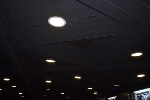 Recessed ceiling lights in modern space